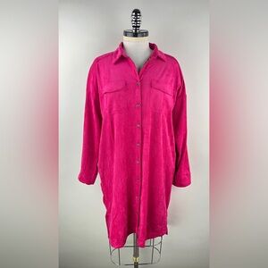 💚 3391. Button Front Suede Finish Long Cardigan Dress